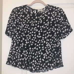 DVF peplum top back and white heart little leaves